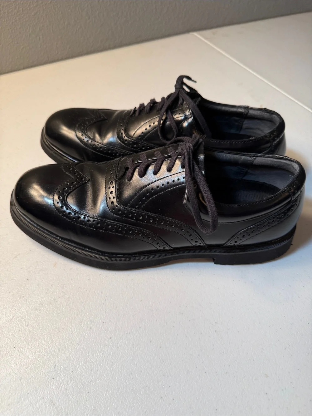 Stafford Black Men's Wingtip Derby Dress Shoes